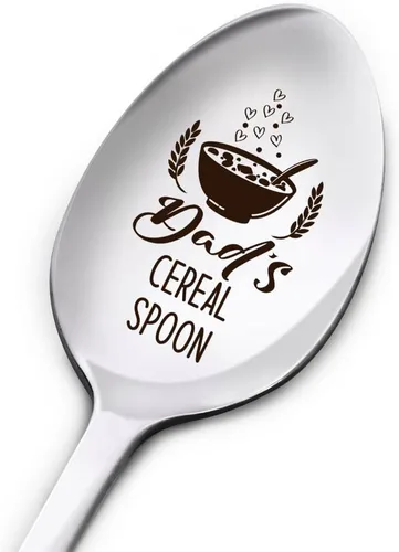 Cuchara de cereales grabada de acero inoxidable para papá, día del padre, cumpleaños, Acción de Gracias de parte de la hija, el hijo, los niños
