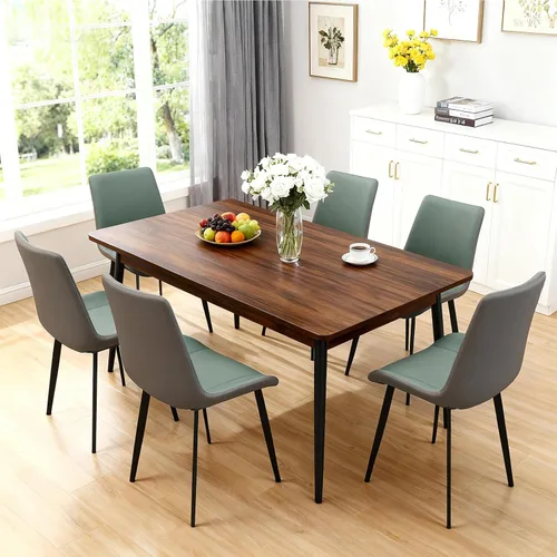Miniatura 30 de Juego de 2 sillas de comedor modernas, sillas de comedor de cuero PU, sillas de cocina tapizadas con respaldo ergonómico y patas de metal