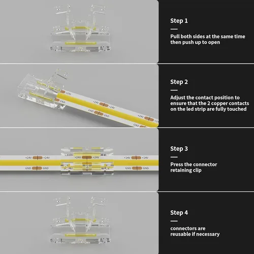 Miniatura 5 de PAUTIX COB - Tira de luces LED de 32.8 pies/32.8 ft, blanco cálido, 2700 K, 504 LEDs/m, 9600 lm, cinta LED CRI90+ flexible súper brillante, DC24V