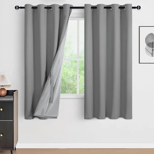Miniatura 100 de DWCN Cortinas 100% opacas de 84 pulgadas de largo para dormitorio con forro negro, paneles de cortina de ventana de doble capa con aislamiento Azul