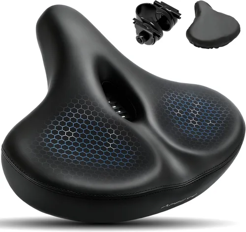 APECYC - Asiento de bicicleta extra ancho y cómodo para mujeres y hombres | Ergonomic Memory Foam, Relieve Sit Bone and Tailbone Pressure, Ideal for