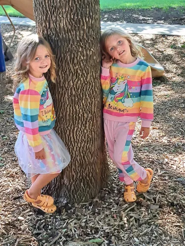 Miniatura 3 de Conjunto de 2 piezas de sudadera de manga con volantes y leggings para niñas de 2 a 10 años