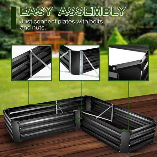 Miniatura 4 de Kit de Cama de Jardín Elevada, Macetero Galvanizado de 5x5x1 pies, Cajas de Jardín Elevado Altas para Exteriores, Camas de Jardín Elevado de Metal