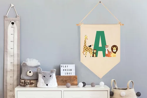 Miniatura 2 de Bandera personalizada de animales del bosque, regalos para bebé, niño, niña, recién nacido, banderín de safari de selva, letrero de pared, regalos