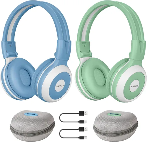 Miniatura 10 de Paquete de 2 auriculares Bluetooth SIMOLIO para adolescentes, auriculares para niños con 75 dB, 85 dB, volumen limitado de 94 dB, auriculares