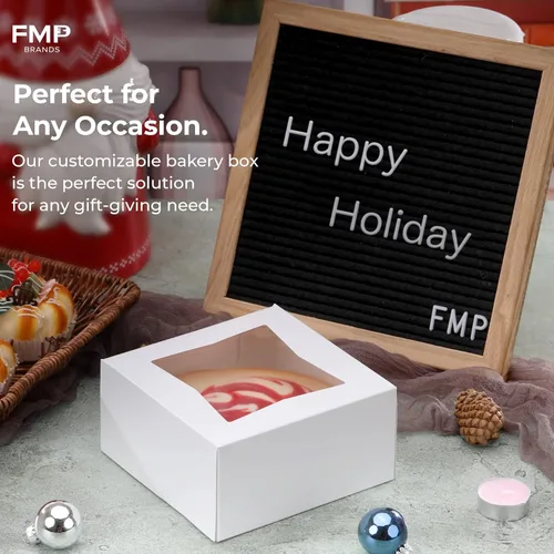 Miniatura 7 de Fit Meal Prep Paquete de 25 cajas de panadería con ventana de 6 x 6 x 3 pulgadas, caja de cartón para cupcakes, pasteles y pastelería, caja