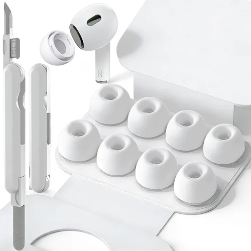 Miniatura 10 de SIXFU 4 tamaños de repuesto de puntas de oreja compatibles con AirPod Pro y AirPods Pro 2 con caja de almacenamiento portátil y kit de limpieza