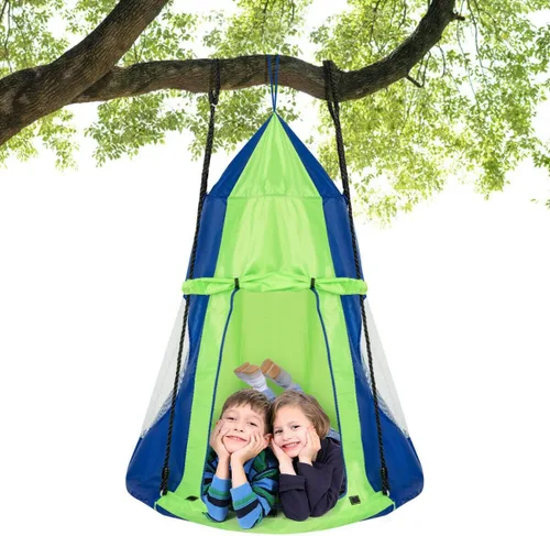 Miniatura 2 de Silla hamaca colgante para niños, asiento de tienda de campaña para uso en interiores y exteriores, perfecta para niños, adultos, soporta 330 libras