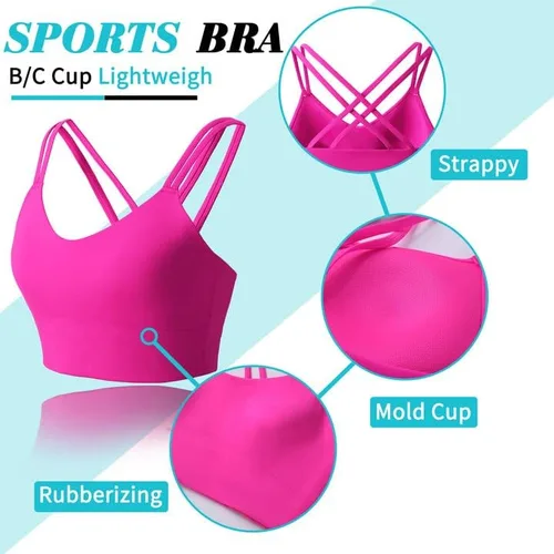 Miniatura 2 de Attifall Sujetadores deportivos de bajo impacto con copas BC para mujer, espalda cruzada, para yoga, correr, entrenamiento, tops cortos