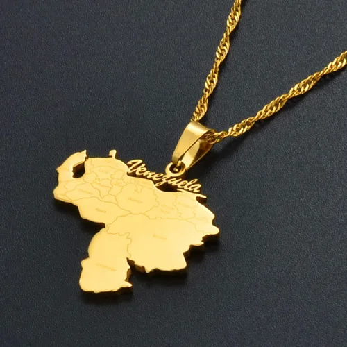 Miniatura 4 de SHOUJIQQ Map of Venezuela - Collares con colgante para mujeres y hombres, mapas de encanto, cadena de clavícula, collar étnico de hip hop