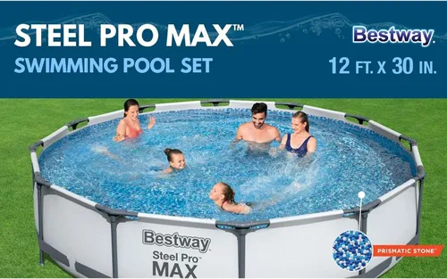 Miniatura 8 de Bestway Steel Pro MAX - Piscina sobre el suelo (12 pies x 30 pulgadas) Piscina familiar redonda para patio trasero al aire libre con forro