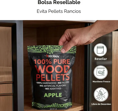 Miniatura 3 de Bolsas resellables de 1 lb de pellets de madera Kona, variedad completa, destinadas para la parrilla de exterior Ninja Woodfire, horno de leña