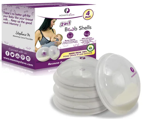 Miniatura 11 de Mommyz Love Protectores de pezones y recolector de leche para lactancia materna, nuevo modelo con tapones – Recolector de leche materna para aliviar