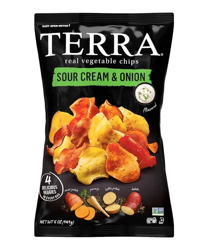 Miniatura 16 de Terra Papas fritas vegetales, Patatas dulces cortadas en ondas con sal marina, 5 onzas