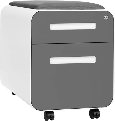 Miniatura 10 de Laura Davidson Furniture STOCKPILE - Mini archivador móvil con 2 cajones con asiento magnético extraíble, versión corta, archivador de metal, Negro
