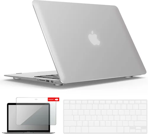 Miniatura 44 de iBenzer Carcasa rígida de plástico con superficie suave 3 en 1 y cubierta para teclado y protector de visualización para MacBook Air, Negro