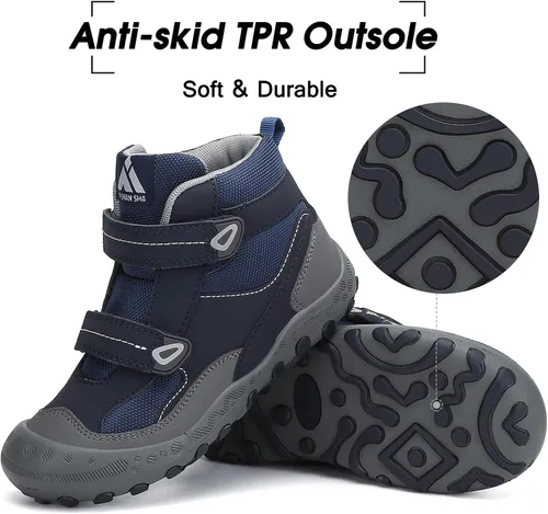 Miniatura 6 de Mishansha - Botas de senderismo para niños y niñas, longitud hasta el tobillo, resistentes al agua, antigolpes, antideslizantes, atléticas, para uso