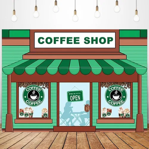 Telón de fondo de caricaturas para fotografía de café – Fondo de helado de primer cumpleaños con rayas verdes para niños y baby shower (7 x 5 pies)