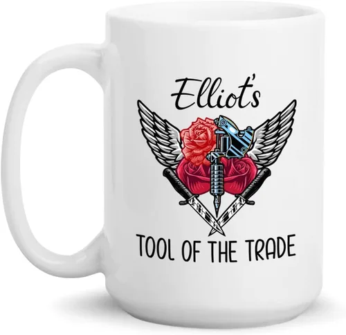 Miniatura 13 de Taza de artista de tatuaje floral, taza de café personalizada para tatuajes, taza de tatuaje personalizada con nombre regalo para amantes