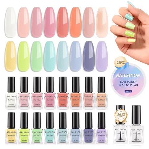 Juego de esmaltes de uñas de 16 colores, paleta rosa nude, esmalte de uñas con capa base superior y almohadillas removedoras, secado rápido al aire