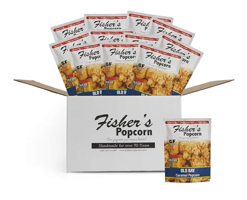 Miniatura 3 de Fisher's Popcorn Sabor a caramelo sazonado Old Bay Bolsa de 10 onzas