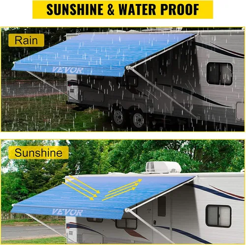 Miniatura 3 de VEVOR - Toldo para vehículo recreativo de 15 pies, toldo de tela para remolque, patio, campamento, de vinilo duradero de 15 onzas para VR