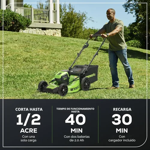 Miniatura 3 de Cortacésped inalámbrico Greenworks de 80 V, 21 pulgadas sin escobillas (compatible con 75+ herramientas), incluye (2) baterías de 2.0 Ah y cargador