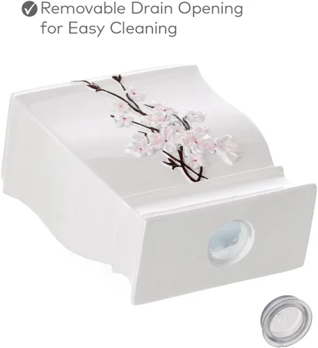 Miniatura 4 de Creative Scents Vanda - Juego de accesorios de baño blanco con flor de cerezo, juego de 4 dispensadores de jabón de baño floral incluye: dispensador