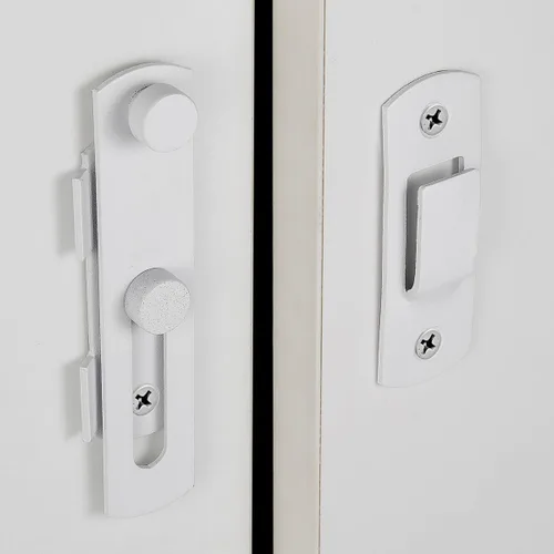 Miniatura 4 de INIRET Paquete de 2 pestillos para puerta de granero, de acero inoxidable blanco mate, cerraduras de puerta abatibles, cerraduras de puerta Blanco