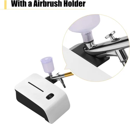 Miniatura 2 de Kit de aerógrafo con compresor, juego de cepillos de aire de mano, presión ajustable de 5 niveles de doble acción con 2 vasos de pintura