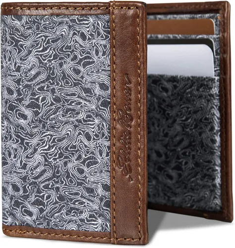 Miniatura 7 de Eddie Bauer Men's Fabric Trifold Wallet Money Clip RFID Protection ID Window Genuine Leather EDC