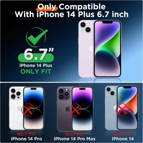 Miniatura 7 de Funda de silicona diseñada para iPhone 14 Plus, con 2 protectores de pantalla, funda protectora de cuerpo completo a prueba de golpes, funda delgada