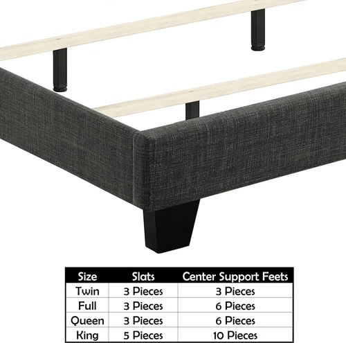 Miniatura 6 de Rosevera Jordana - Marco de cama de panel con cabecera ajustable con botones para dormitorio, tapizado de lino, soporte de listones de madera, fácil