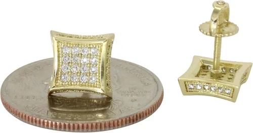 Miniatura 2 de Kite 0.354 in Oro o Plata Tono AAA Micro Pave Cz Hip Hop Tornillo En Pendientes