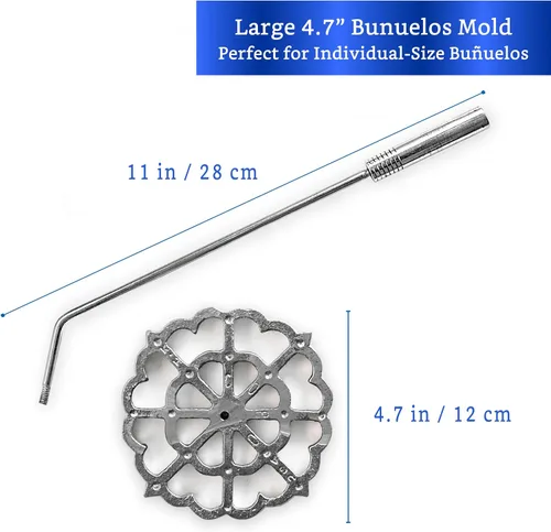 Miniatura 2 de Molde para bunuelos con mango (aluminio fundido de 4.7 pulgadas) + molde de flan con tapa (8.2 x 3.2 pulgadas) - Molde para Buñuelos de Viento