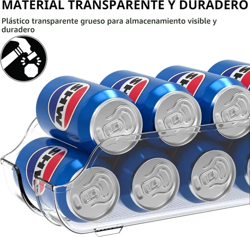 Miniatura 7 de Organizador y dispensador de latas de soda Simple Houseware para refrigerador / despensa, transparente, juego de 2