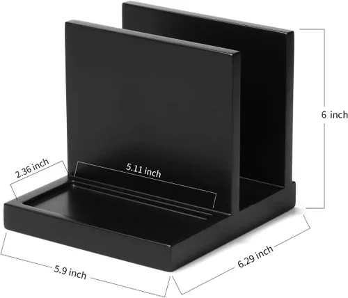 Miniatura 3 de Servilletero de Madera porta servilletas porta sal y pimienta con Salero y Pimentero Caddy, Adecuado para Cocina, Restaurante, Bar, Oficina, Negro