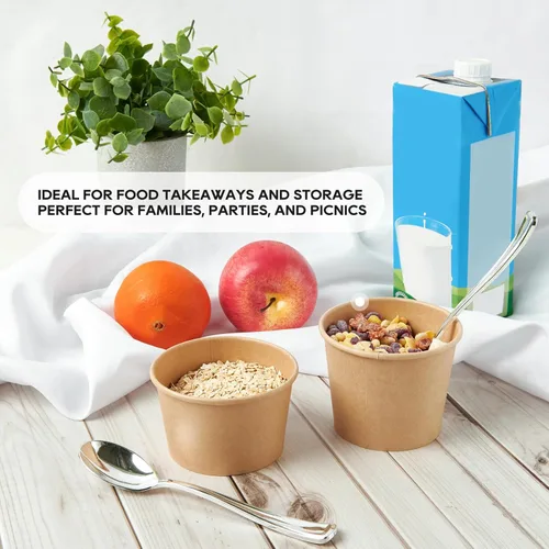 Miniatura 5 de JOLLY PARTY 50 paquetes de envases de sopa de papel de 8 onzas con tapas, tazas de papel desechables para comida, tazas de helado, almacenamiento