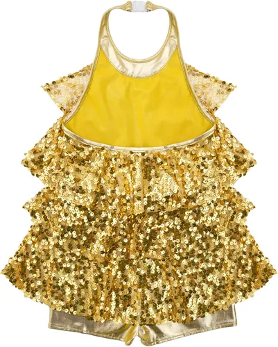 Miniatura 4 de Jowowha Vestido de ballet brillante para niñas, vestido de leotardo con falda para niños, tango latino, jazz, danza, vestido de danza del vientre