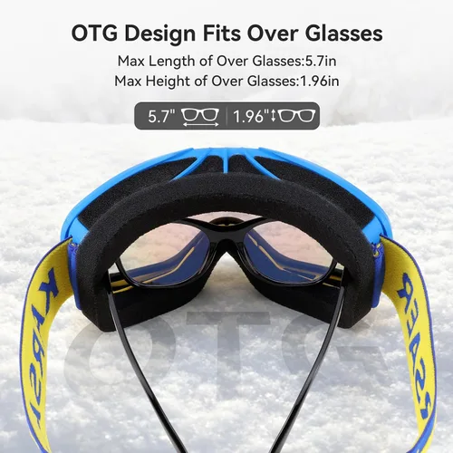 Miniatura 3 de Karsaer - Gafas de esquí antivaho, gafas de nieve OTG, 100% protección UV, gafas de snowboard con lentes dobles flexibles para hombres, mujeres