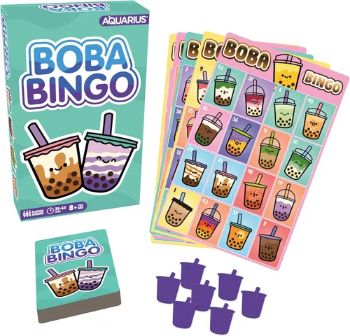 Aquarius Juego de bingo Boba, juego de bingo familiar para niños, adolescentes y adultos, 2-18 jugadores, a partir de 8 años, 30-60 minutos, juego