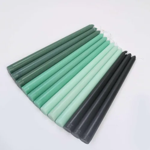 Miniatura 7 de Efavormart - Paquete de 12 velas cónicas de cera prémium de 10 pulgadas, color verde mezclado metálico, velas sin perfume Verde mixto