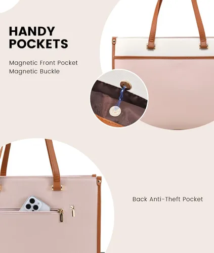 Miniatura 5 de LOVEVOOK Bolsa para laptop para mujer, 15.6 pulgadas, bolsa de mano para laptop 2 en 1, bolsa de trabajo profesional, maletín de negocios con bolso