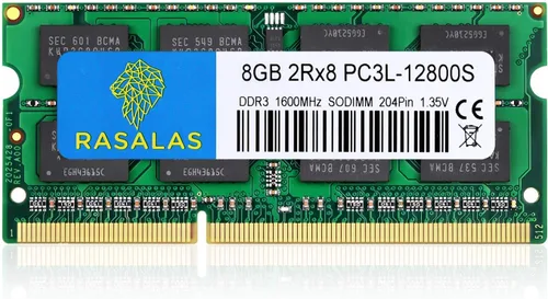Miniatura 16 de 8GB 1Rx8 PC3L-12800S DDR3L 1600MHz DDR3 RAM SODIMM 1.35V CL11 204-Pin PC3-12800 RAM de actualización de memoria para portátil.