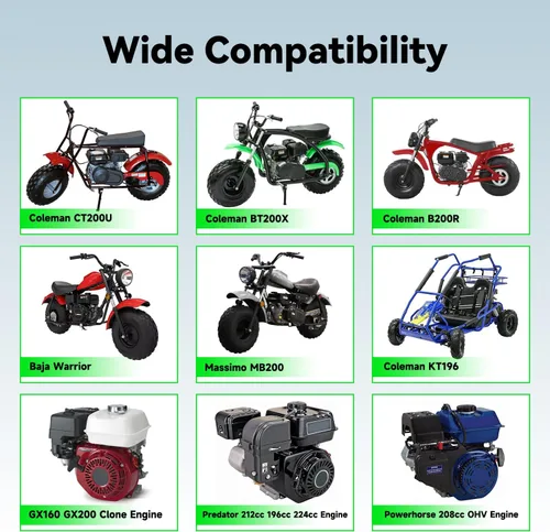 Miniatura 6 de Kit de Tubo de Escape de Cabecera Mejorado para Predator 212cc 196cc 6.5HP GX160 GX200 Coleman Mini Bike BT200X CT200U CT200U-EX KT196 Go Kart Baja