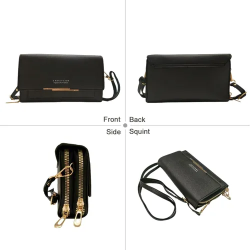 Miniatura 2 de Pequeñas bolsas cruzadas para mujer, cartera de cuero para tarjetas de crédito, cartera con correa de hombro ajustable para mujer.