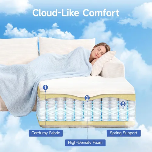 Miniatura 7 de Sofá modular Cloud 2026 de 108 pulgadas, sofá modular con asiento profundo, sofá modular con diván en forma de L, sofás modernos para sala de estar