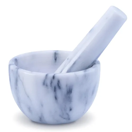 Miniatura 7 de Juego de mortero y mortero de mármol, 5.1 fl oz, molinillo de especias, molinillo de hierbas, trituradora de especias de mármol sin pulir, utensilio