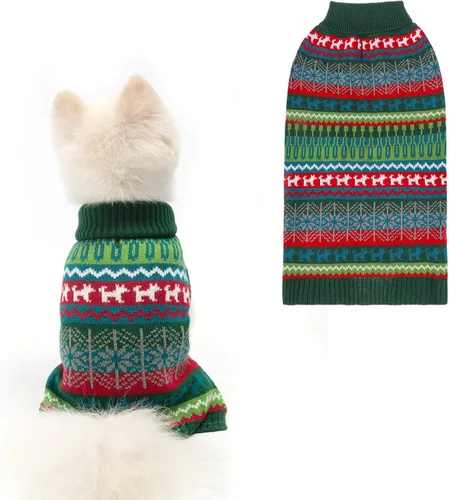 Miniatura 21 de Mihachi Suéter para perro, abrigo de invierno, ropa con rayas coloridas para clima frío, talla M