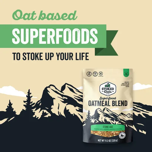 Miniatura 5 de Stoked Oats - Stone Age - Desayuno alto en proteínas, bajo en azúcar - Sin gluten, alta fibra, avena sin OMG - Perfecto para avena durante la noche